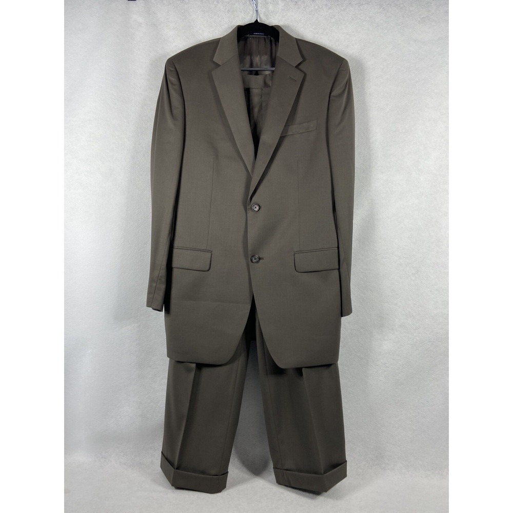 Ralph Lauren 2PC Pant Suit Men's 41L Taupe Long Sleeve 100% Wool EUC